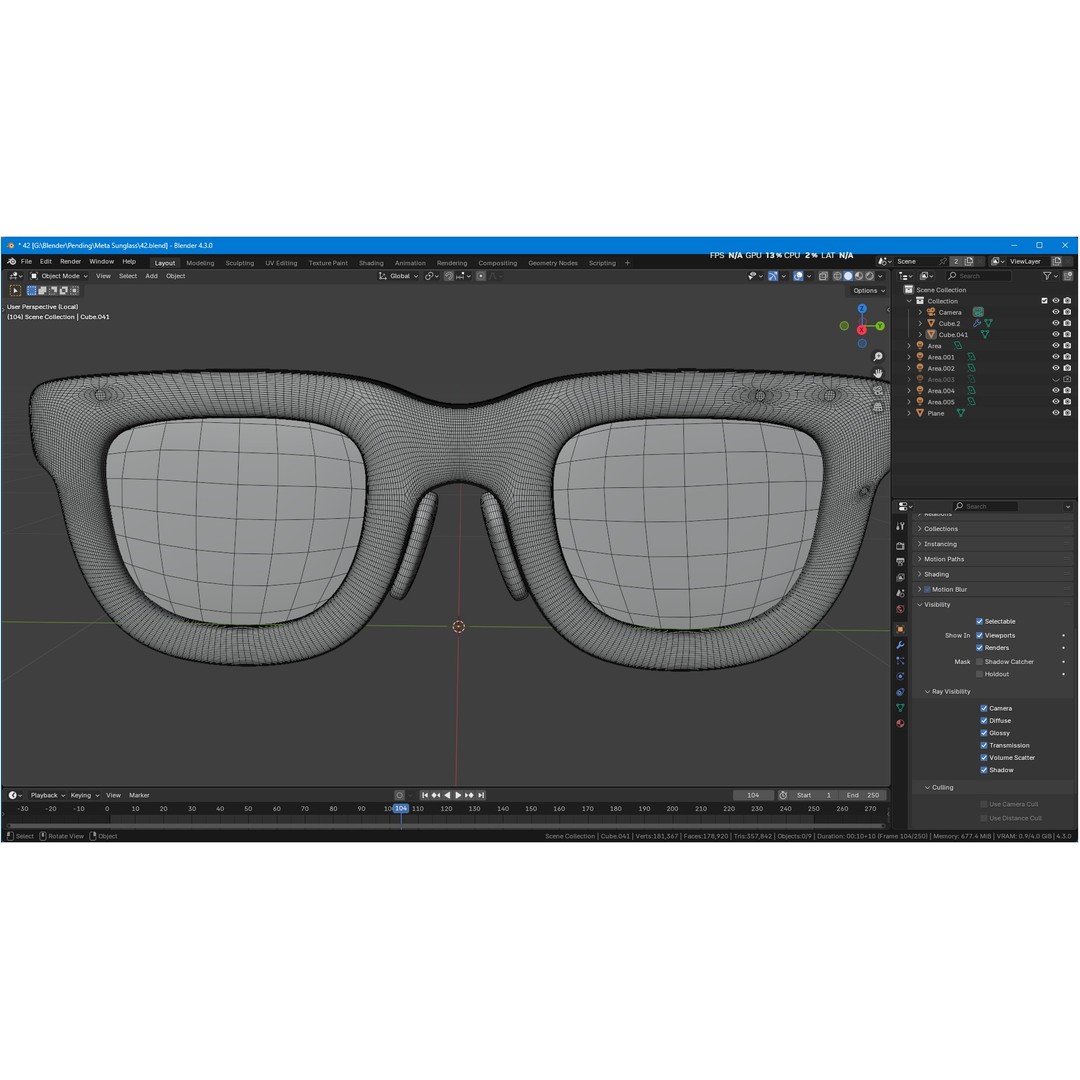 Orion AI Glasses 3D Model – Low Poly Modern Eyewear, FBX, Blender - View 42