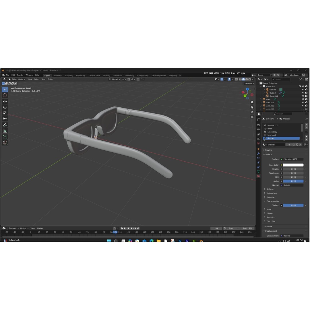 Orion AI Glasses 3D Model – Low Poly Modern Eyewear, FBX, Blender - View 9