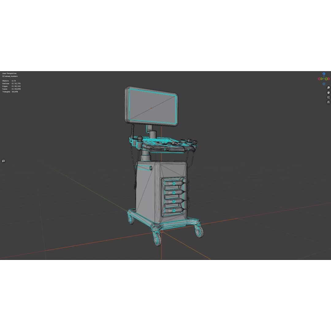 Ultrasound Machine 3D Model – Low Poly Game Ready Asset, FBX, OBJ - View 17