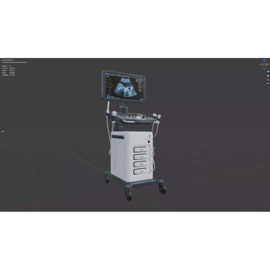 Ultrasound Machine 3D Model – Low Poly Game Ready Asset, FBX, OBJ - View 18