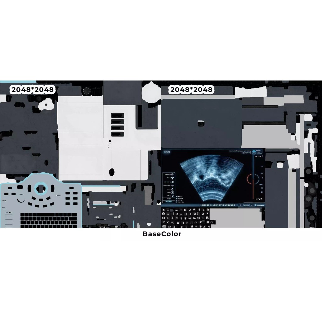 Ultrasound Machine 3D Model – Low Poly Game Ready Asset, FBX, OBJ - View 22