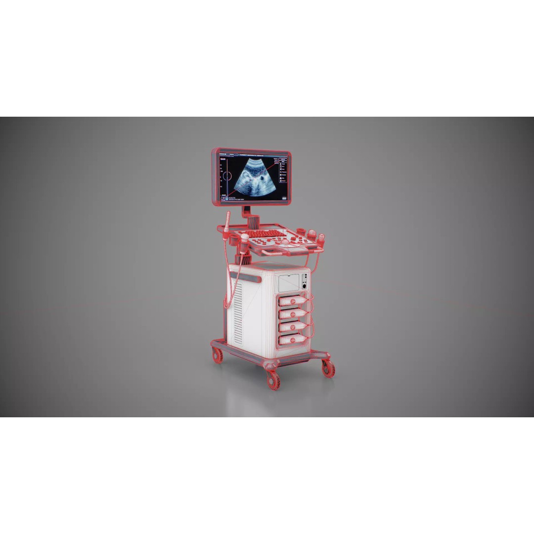 Ultrasound Machine 3D Model – Low Poly Game Ready Asset, FBX, OBJ - View 3
