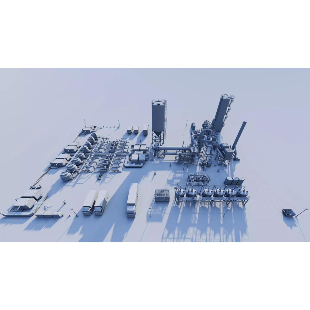 Industrial Factory 3D Model – High Poly Petrochemical Building, FBX, OBJ - View 12