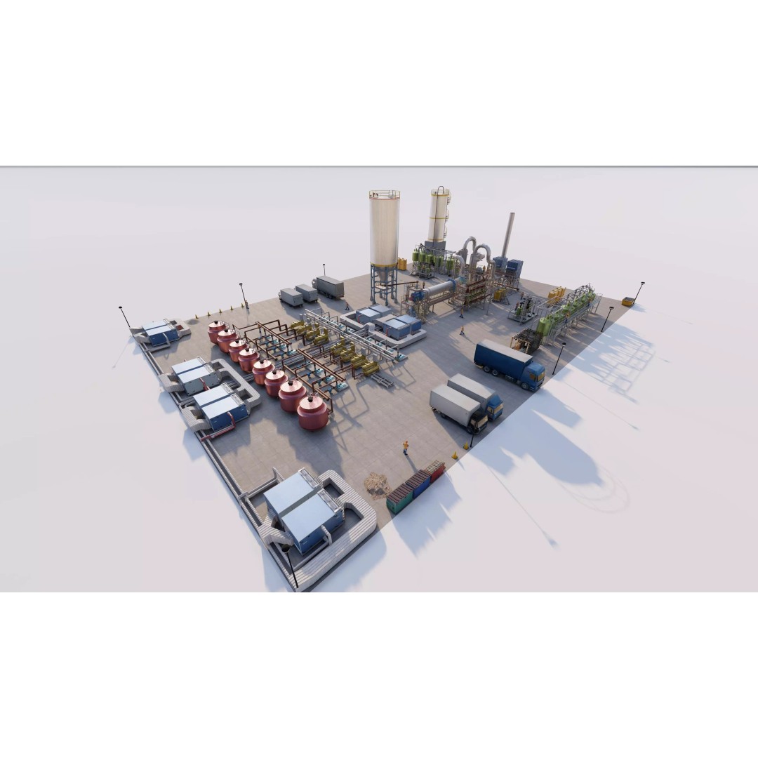 Industrial Factory 3D Model – High Poly Petrochemical Building, FBX, OBJ - View 2