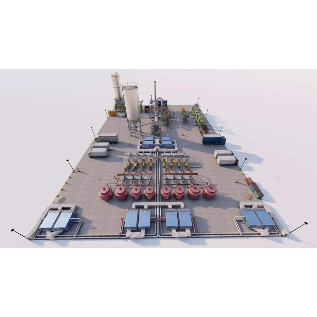 Industrial Factory 3D Model – High Poly Petrochemical Building, FBX, OBJ - View 4