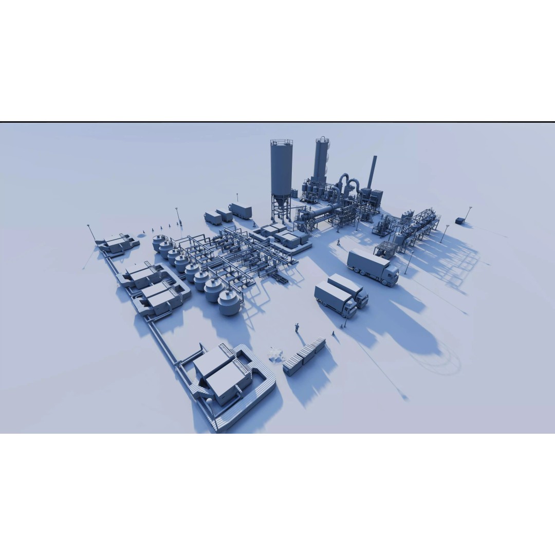 Industrial Factory 3D Model – High Poly Petrochemical Building, FBX, OBJ - View 8