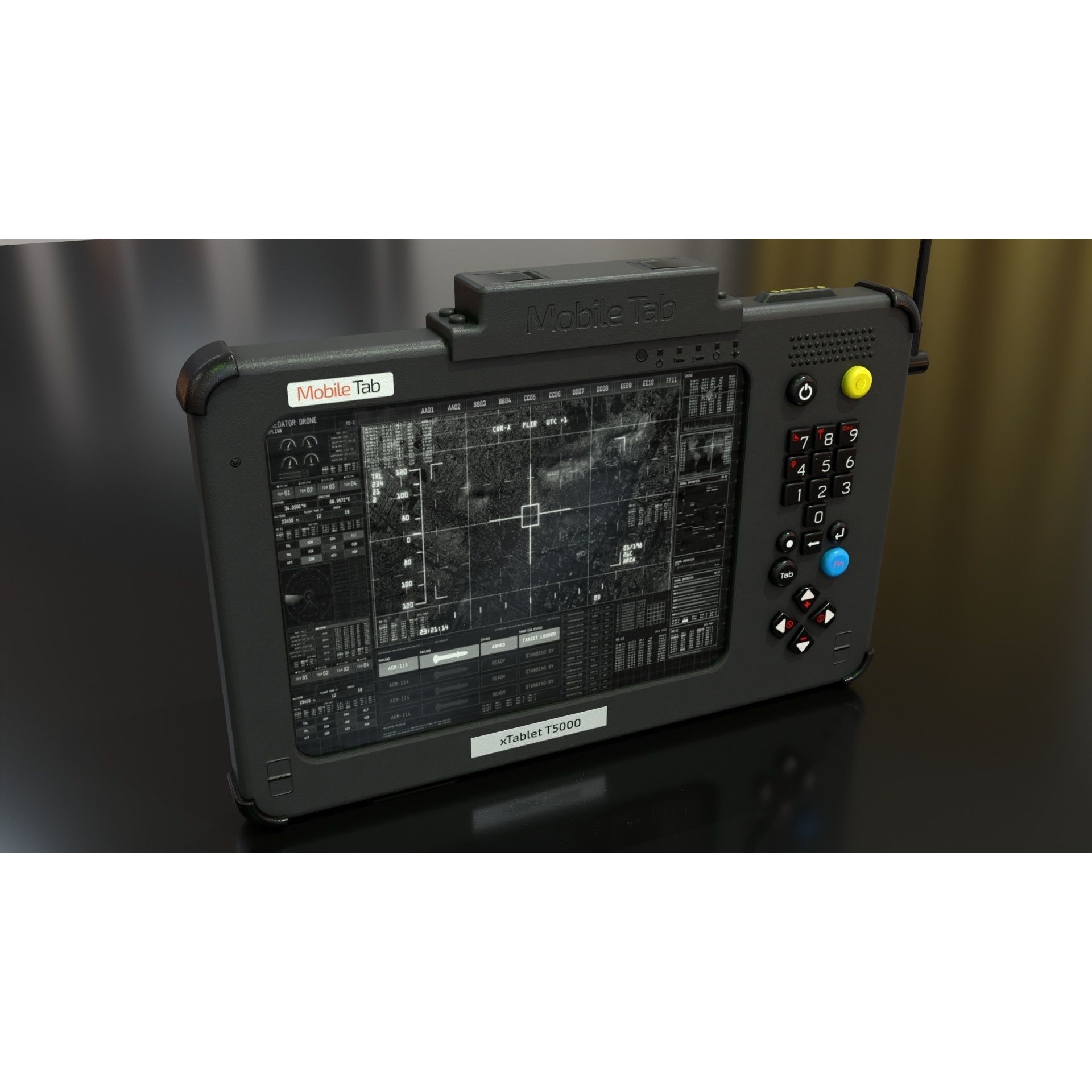 Military Tablet PC Console - Low-Poly Game-Ready 3D Model - View 11
