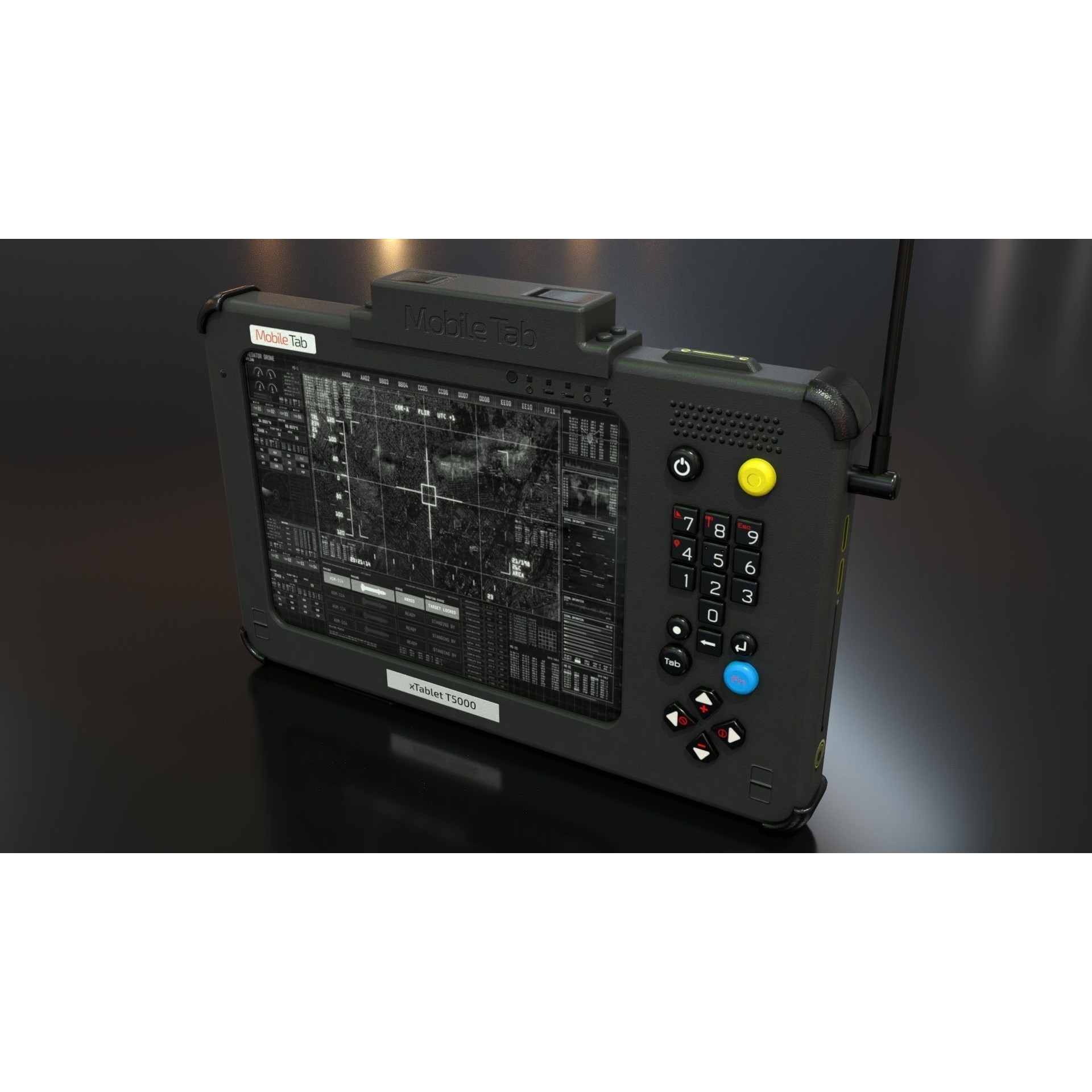 Military Tablet PC Console - Low-Poly Game-Ready 3D Model - View 12