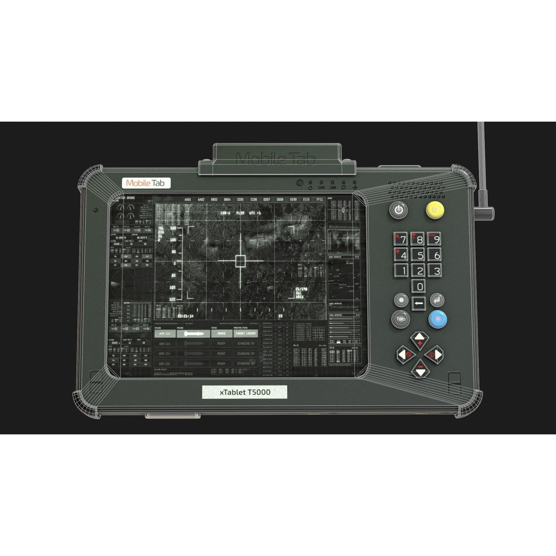 Military Tablet PC Console - Low-Poly Game-Ready 3D Model - View 24