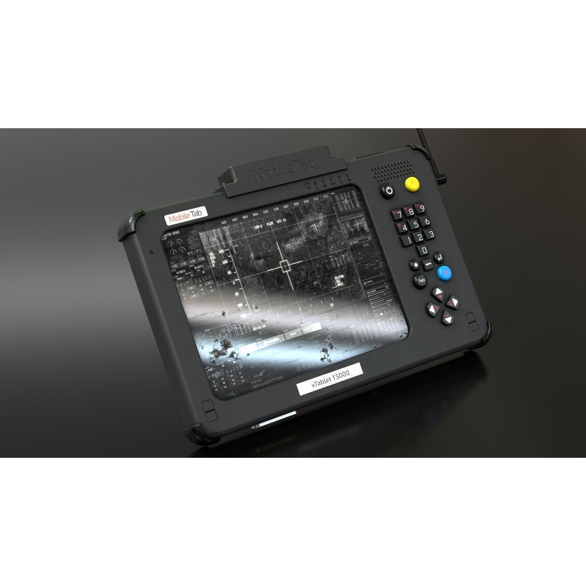 Military Tablet PC Console - Low-Poly Game-Ready 3D Model - View 3