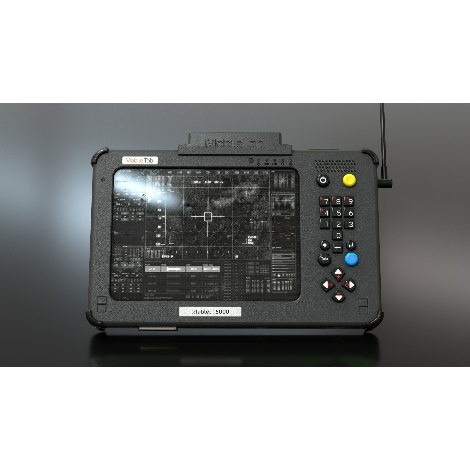 Military Tablet PC Console - Low-Poly Game-Ready 3D Model - View 4