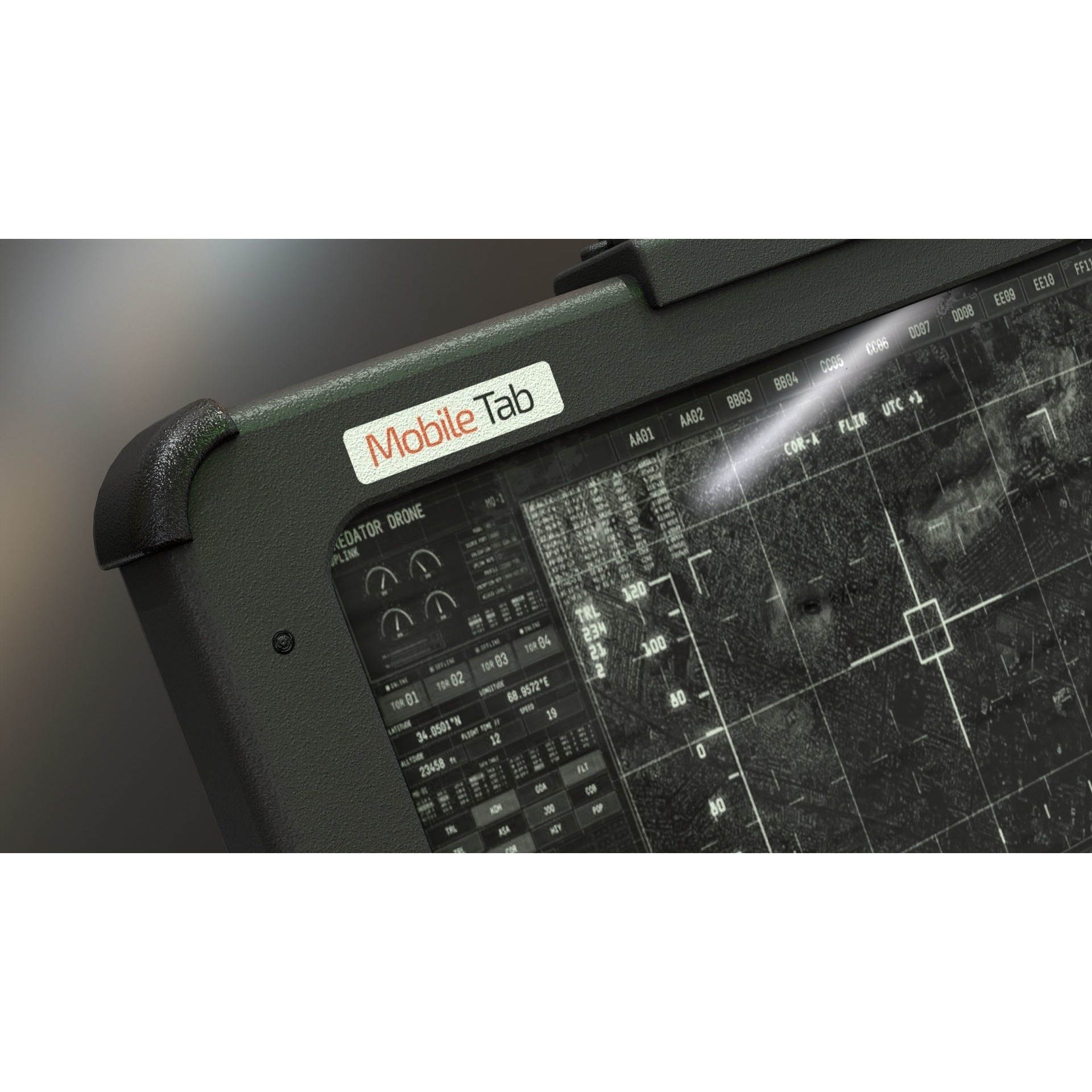 Military Tablet PC Console - Low-Poly Game-Ready 3D Model - View 8