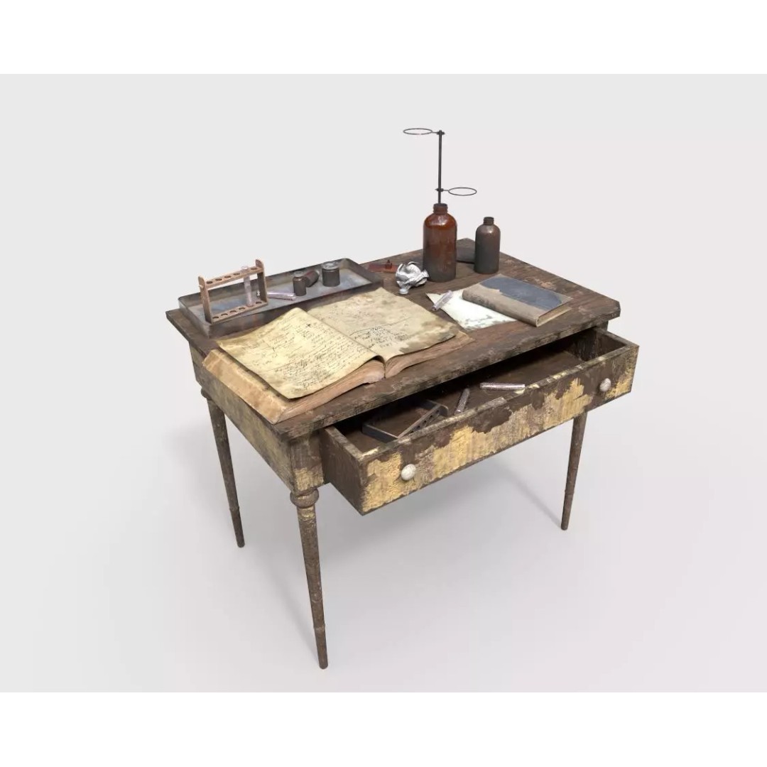 Abandoned Laboratory Table 3D Model – Realistic PBR Asset, FBX, OBJ - View 2