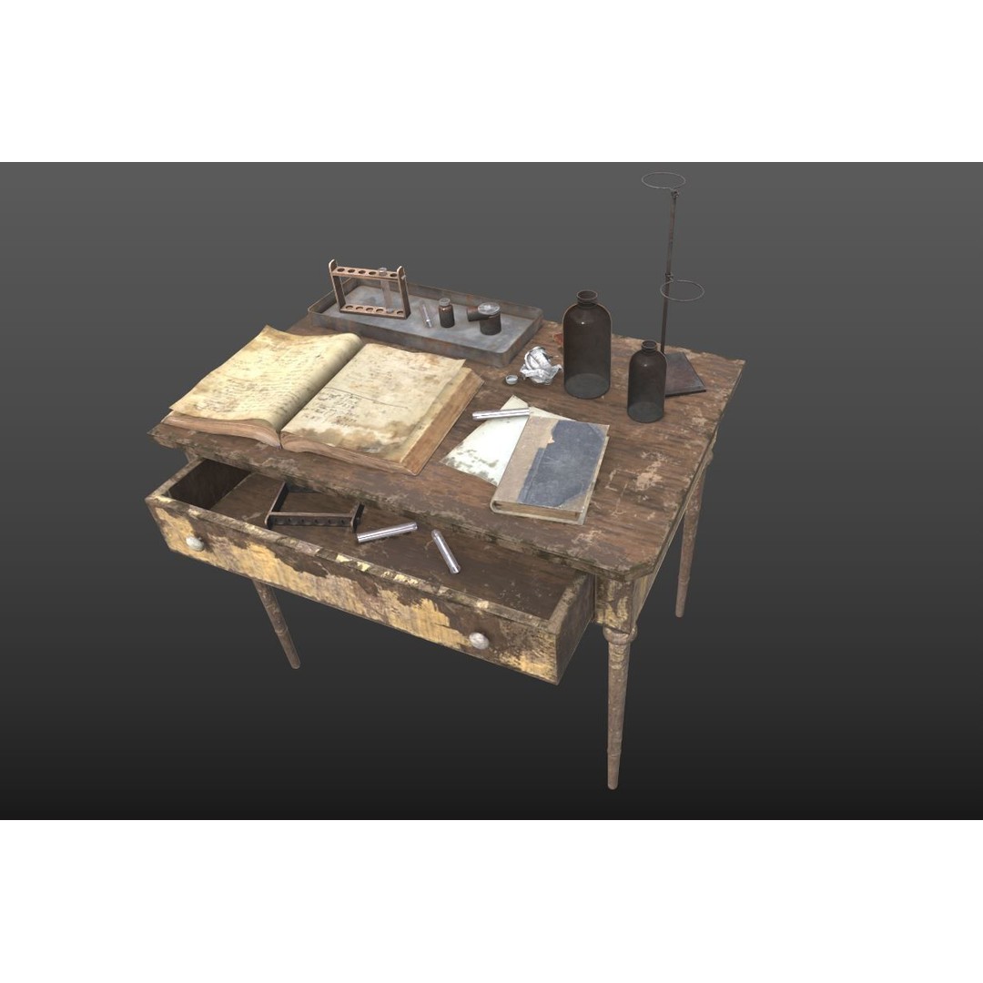 Abandoned Laboratory Table 3D Model – Realistic PBR Asset, FBX, OBJ - View 8