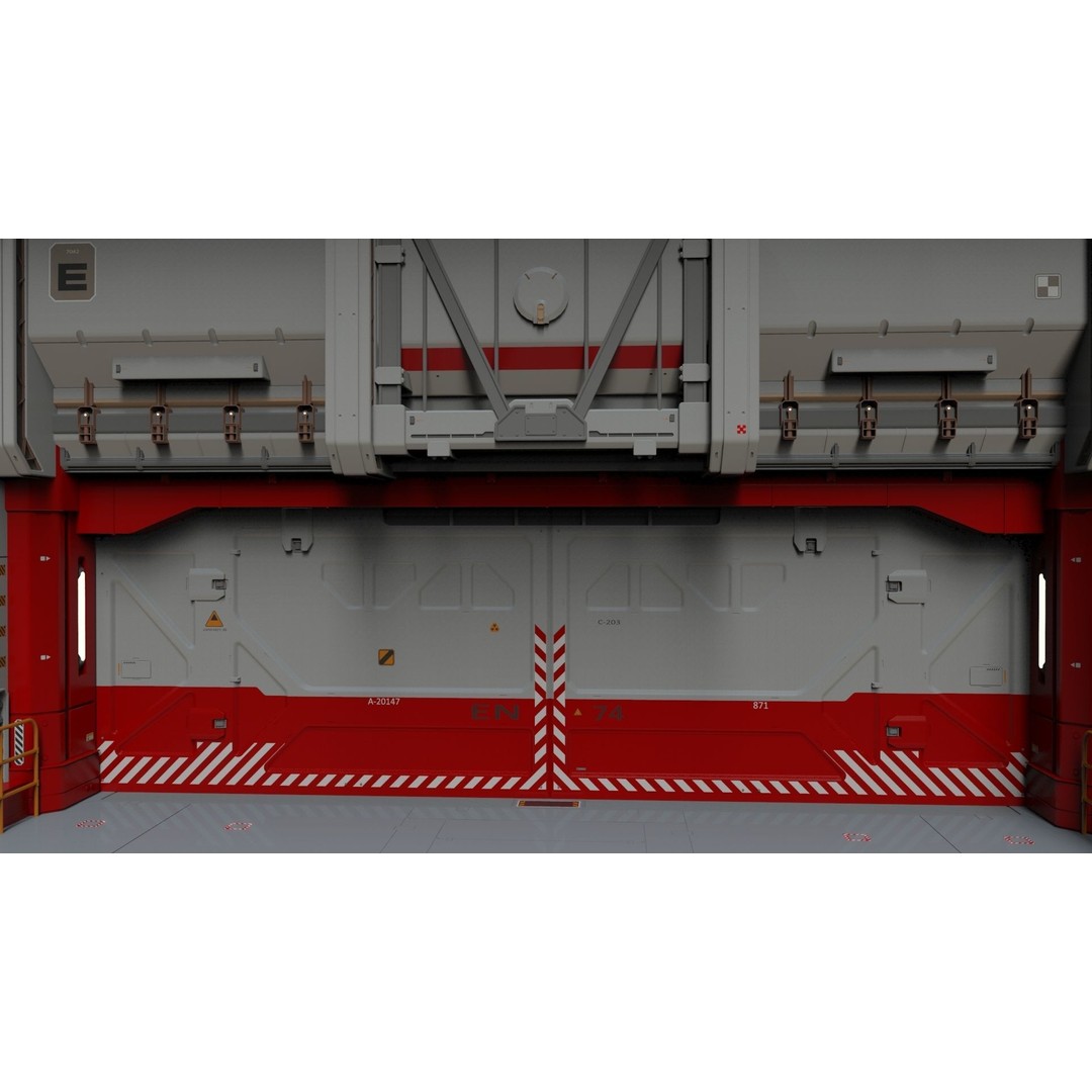Antinuclear Gate 3D Model – Sci-Fi Exterior with Ramp, OBJ, FBX - View 12