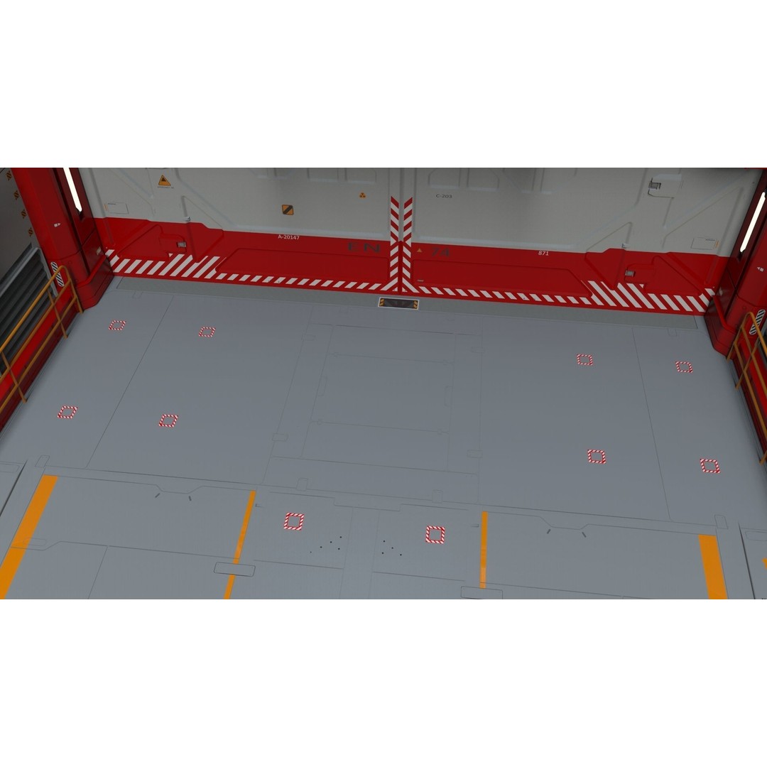 Antinuclear Gate 3D Model – Sci-Fi Exterior with Ramp, OBJ, FBX - View 16