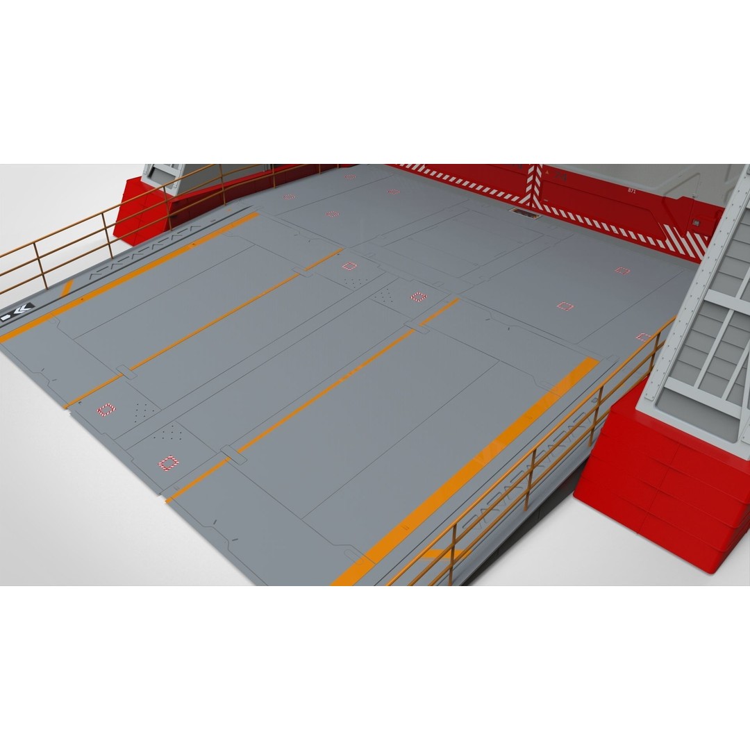 Antinuclear Gate 3D Model – Sci-Fi Exterior with Ramp, OBJ, FBX - View 17