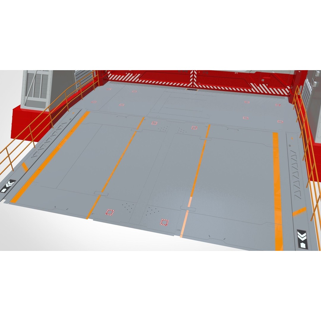 Antinuclear Gate 3D Model – Sci-Fi Exterior with Ramp, OBJ, FBX - View 18