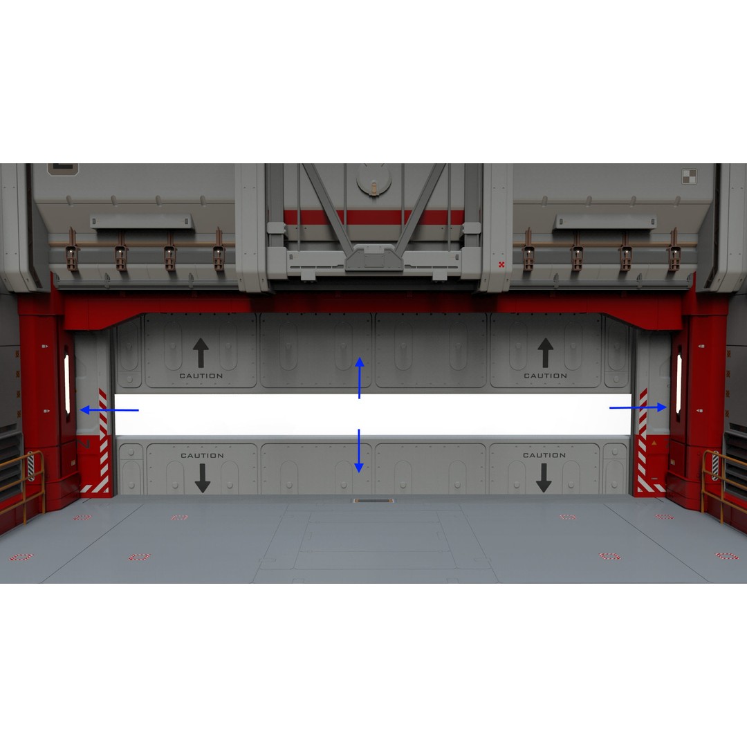 Antinuclear Gate 3D Model – Sci-Fi Exterior with Ramp, OBJ, FBX - View 19