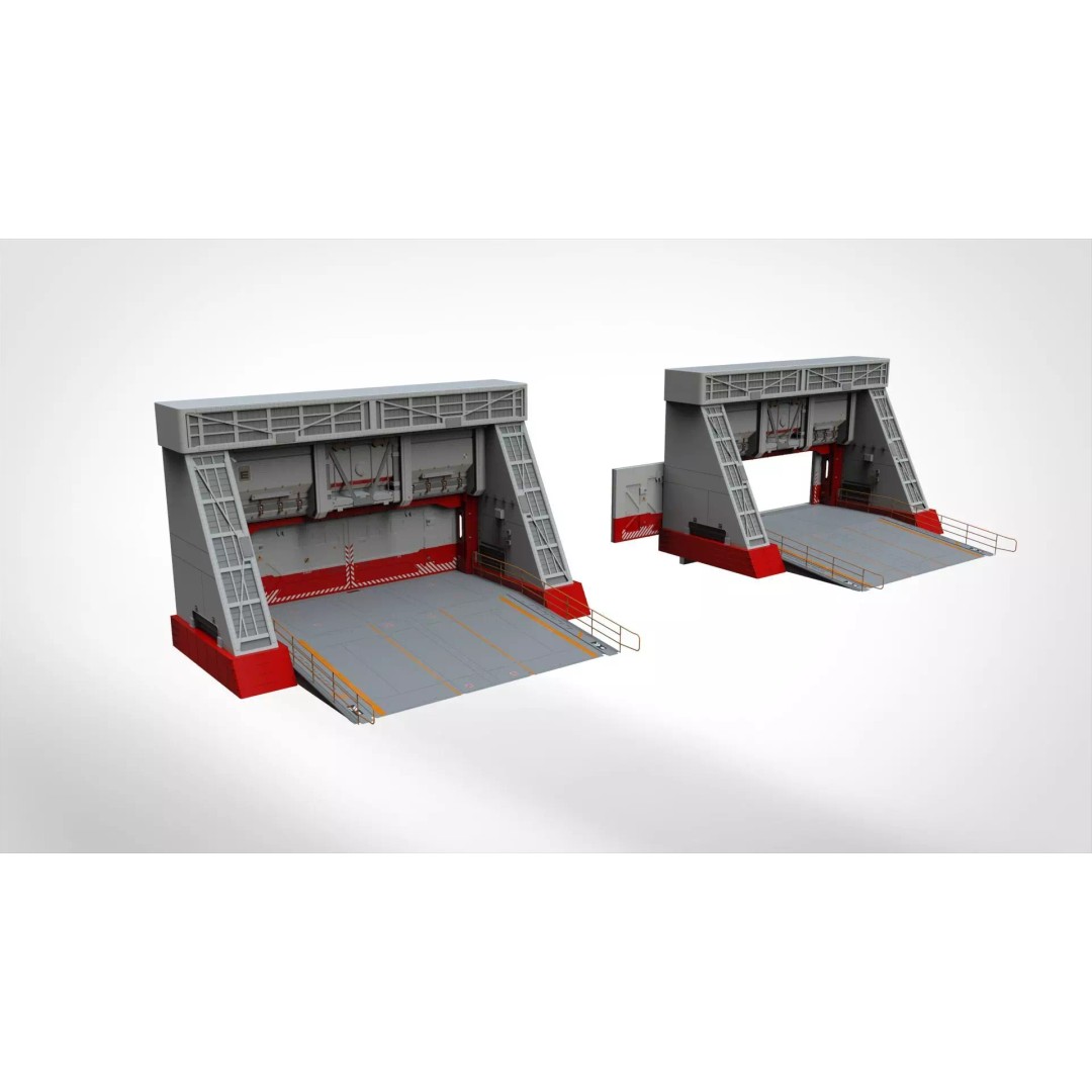 Antinuclear Gate 3D Model – Sci-Fi Exterior with Ramp, OBJ, FBX - View 2