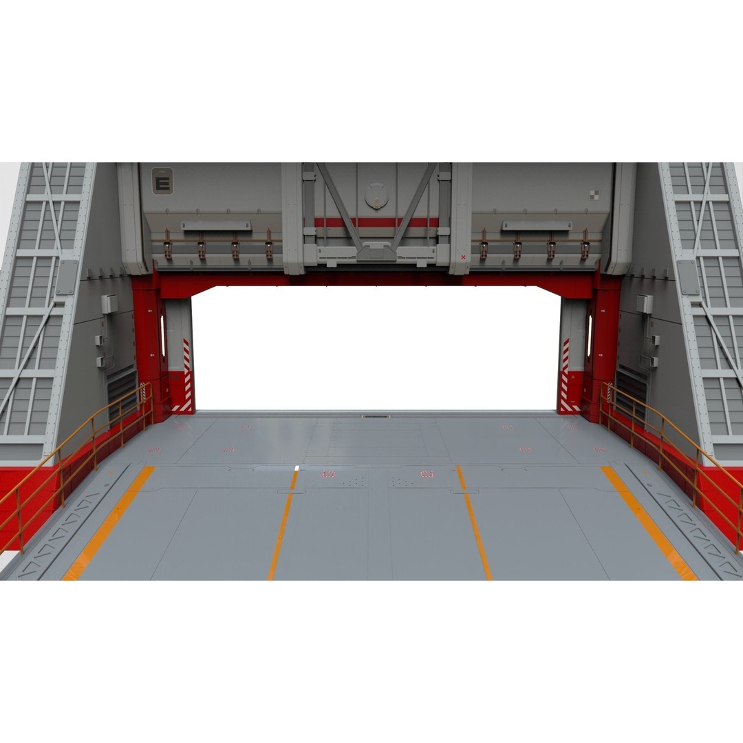 Antinuclear Gate 3D Model – Sci-Fi Exterior with Ramp, OBJ, FBX - View 20
