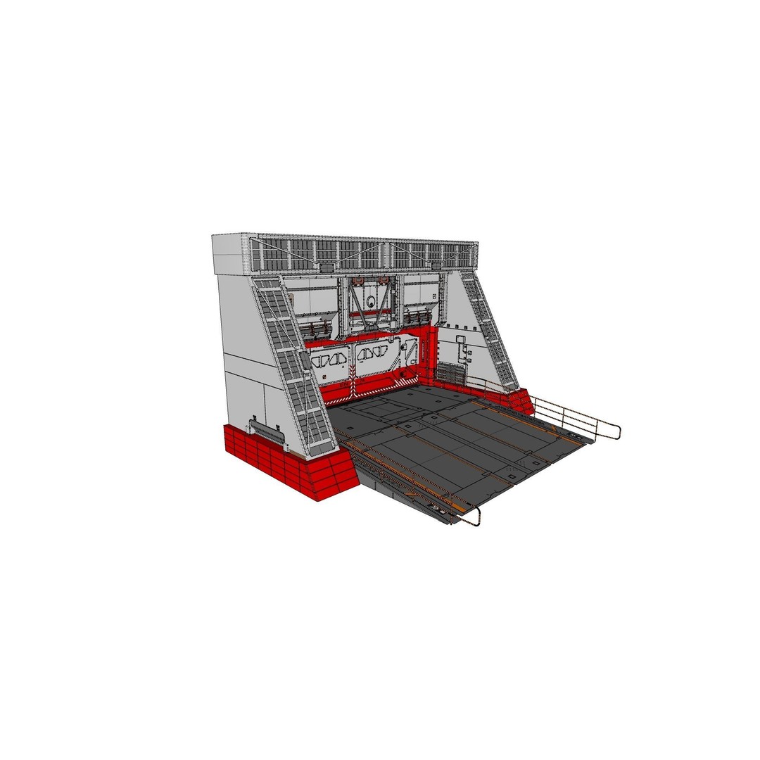 Antinuclear Gate 3D Model – Sci-Fi Exterior with Ramp, OBJ, FBX - View 21