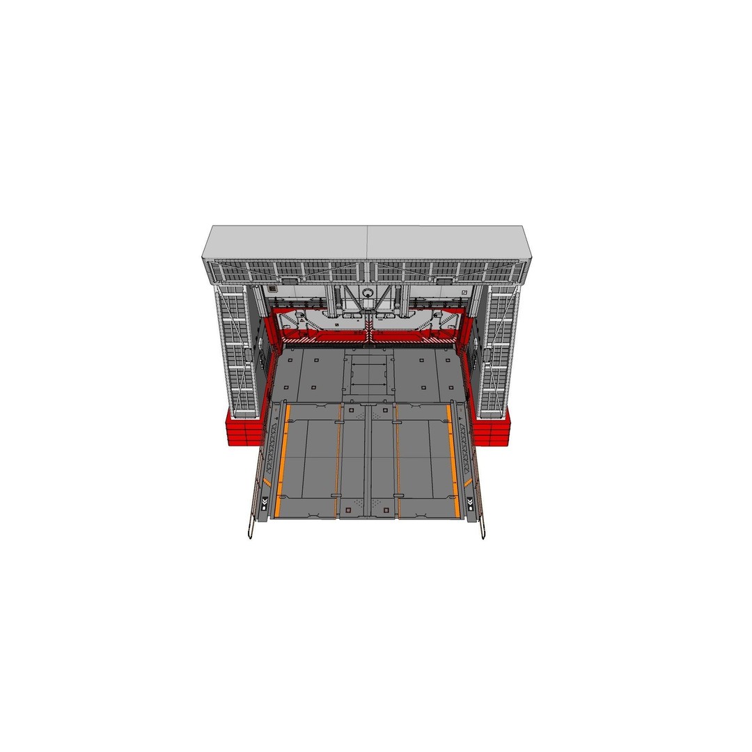 Antinuclear Gate 3D Model – Sci-Fi Exterior with Ramp, OBJ, FBX - View 23