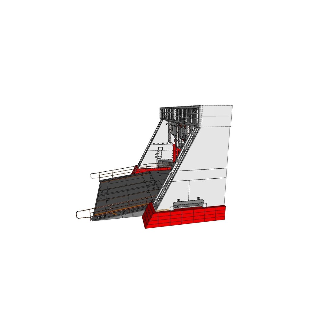 Antinuclear Gate 3D Model – Sci-Fi Exterior with Ramp, OBJ, FBX - View 24