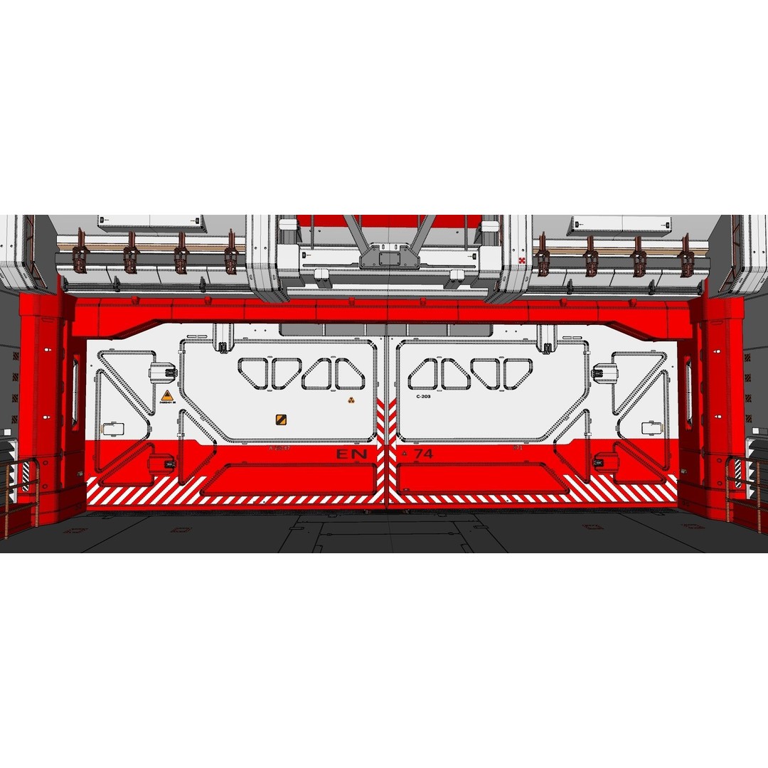 Antinuclear Gate 3D Model – Sci-Fi Exterior with Ramp, OBJ, FBX - View 27