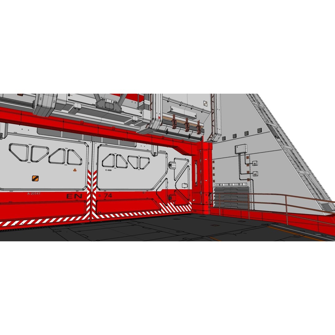 Antinuclear Gate 3D Model – Sci-Fi Exterior with Ramp, OBJ, FBX - View 29