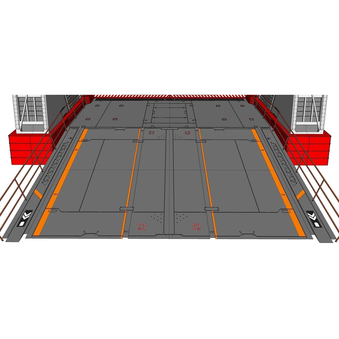 Antinuclear Gate 3D Model – Sci-Fi Exterior with Ramp, OBJ, FBX - View 31