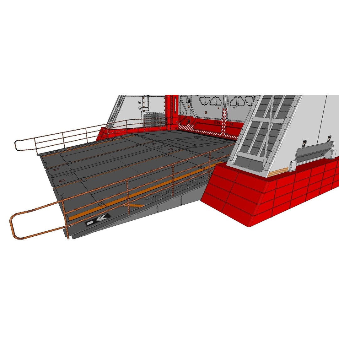 Antinuclear Gate 3D Model – Sci-Fi Exterior with Ramp, OBJ, FBX - View 32