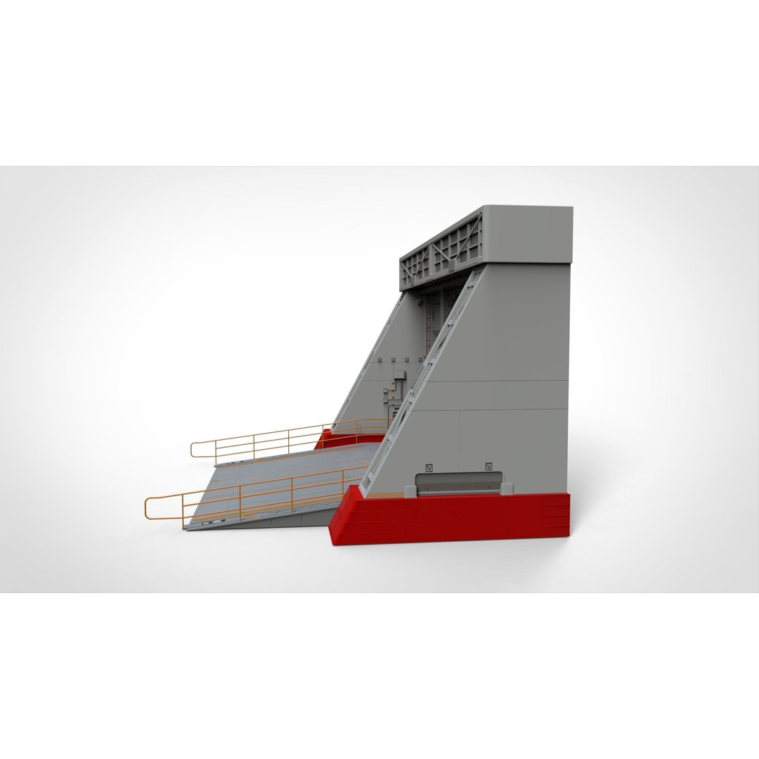 Antinuclear Gate 3D Model – Sci-Fi Exterior with Ramp, OBJ, FBX - View 6