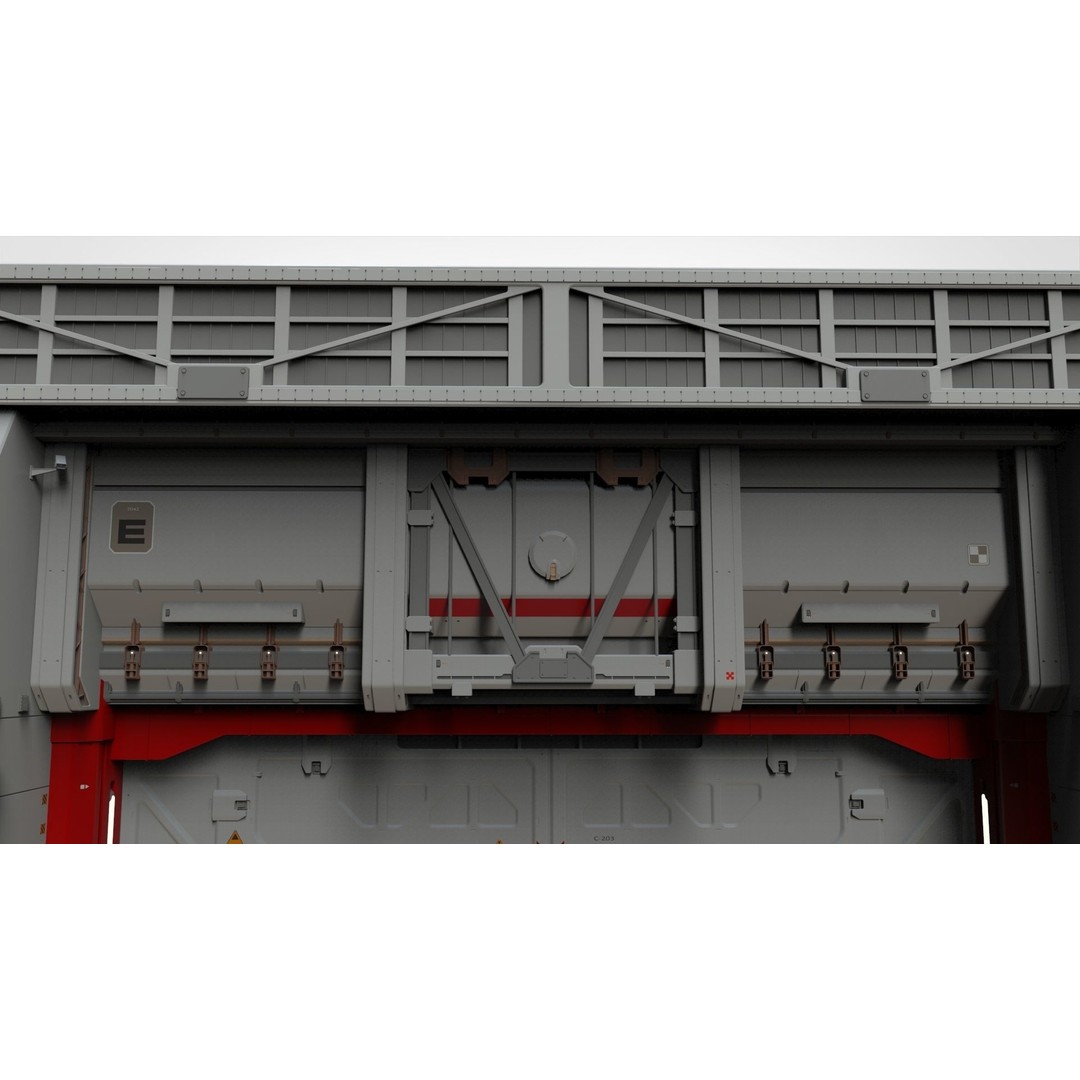Antinuclear Gate 3D Model – Sci-Fi Exterior with Ramp, OBJ, FBX - View 8