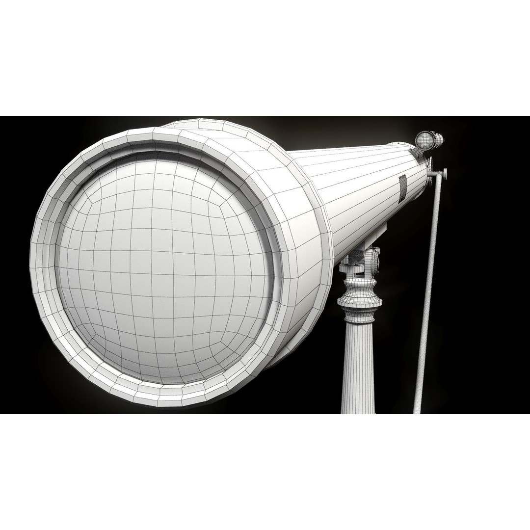 Victorian Telescope 3D Model – Low Poly PBR Asset, FBX, OBJ