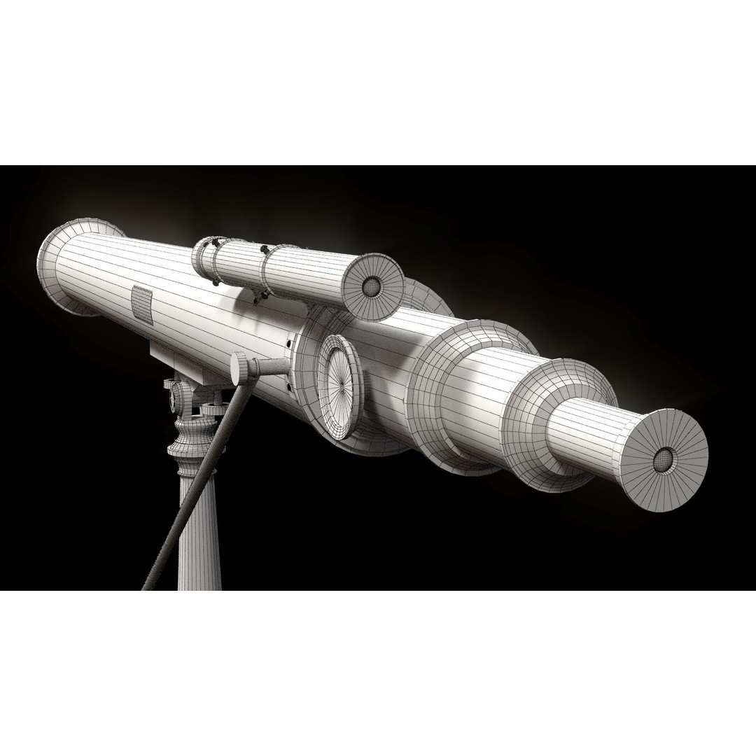 Victorian Telescope 3D Model – Low Poly PBR Asset, FBX, OBJ - View 12