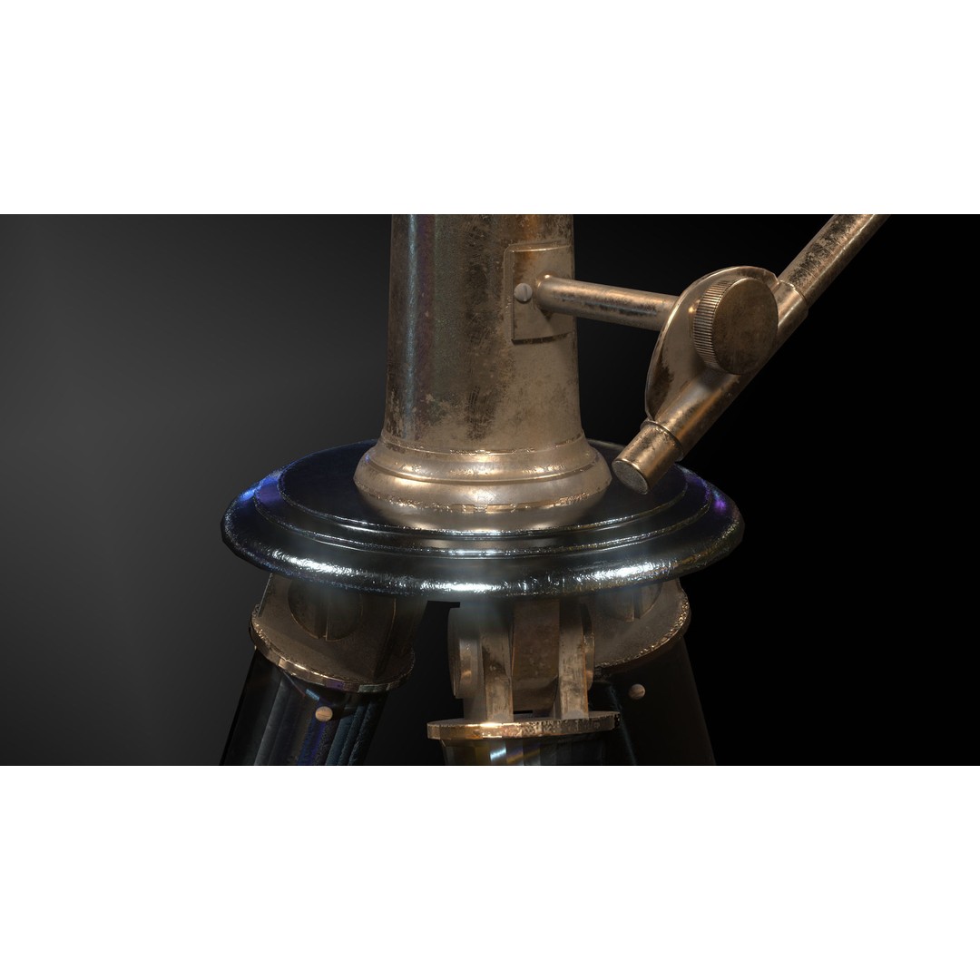 Victorian Telescope 3D Model – Low Poly PBR Asset, FBX, OBJ - View 13