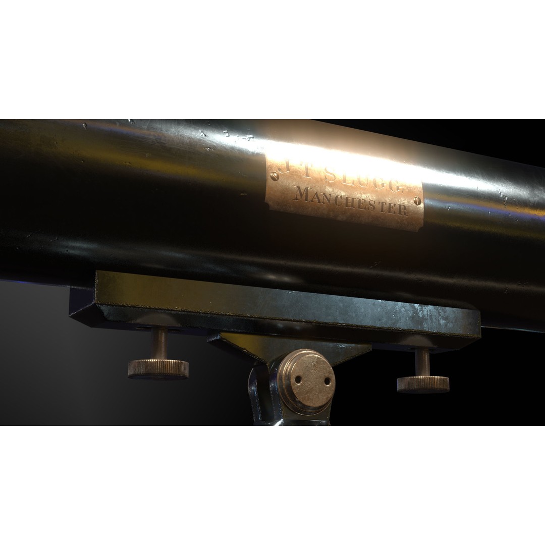 Victorian Telescope 3D Model – Low Poly PBR Asset, FBX, OBJ - View 15