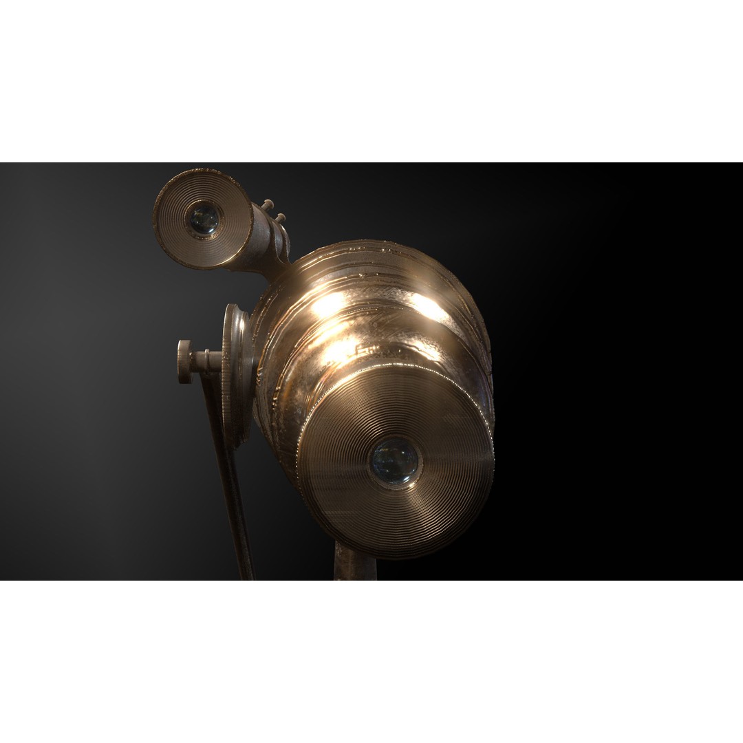 Victorian Telescope 3D Model – Low Poly PBR Asset, FBX, OBJ - View 17