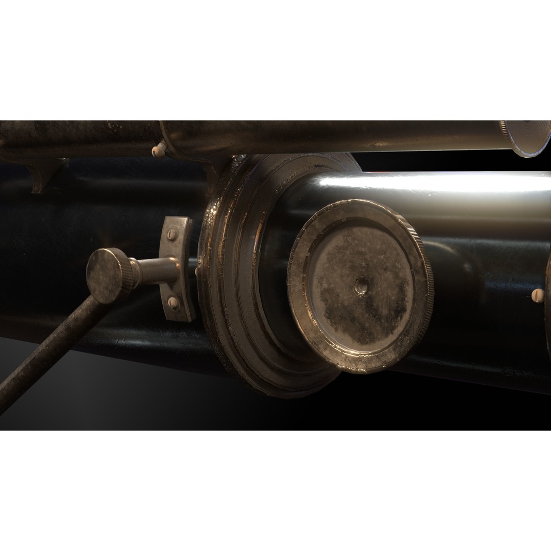 Victorian Telescope 3D Model – Low Poly PBR Asset, FBX, OBJ - View 19