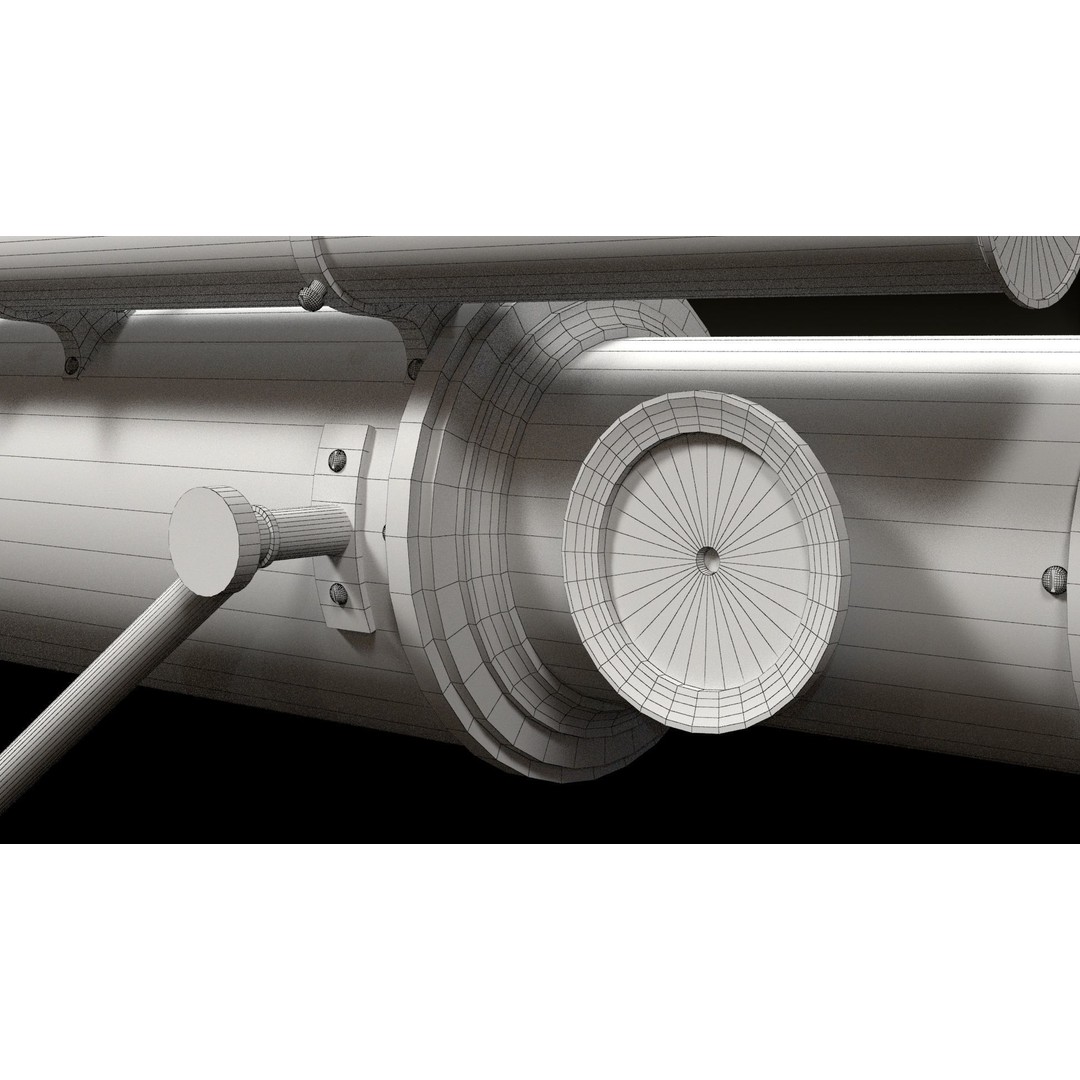 Victorian Telescope 3D Model – Low Poly PBR Asset, FBX, OBJ - View 20