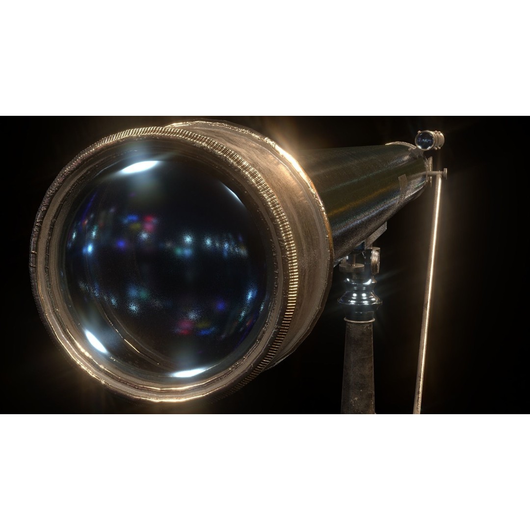 Victorian Telescope 3D Model – Low Poly PBR Asset, FBX, OBJ - View 21
