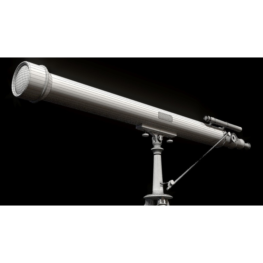 Victorian Telescope 3D Model – Low Poly PBR Asset, FBX, OBJ - View 3