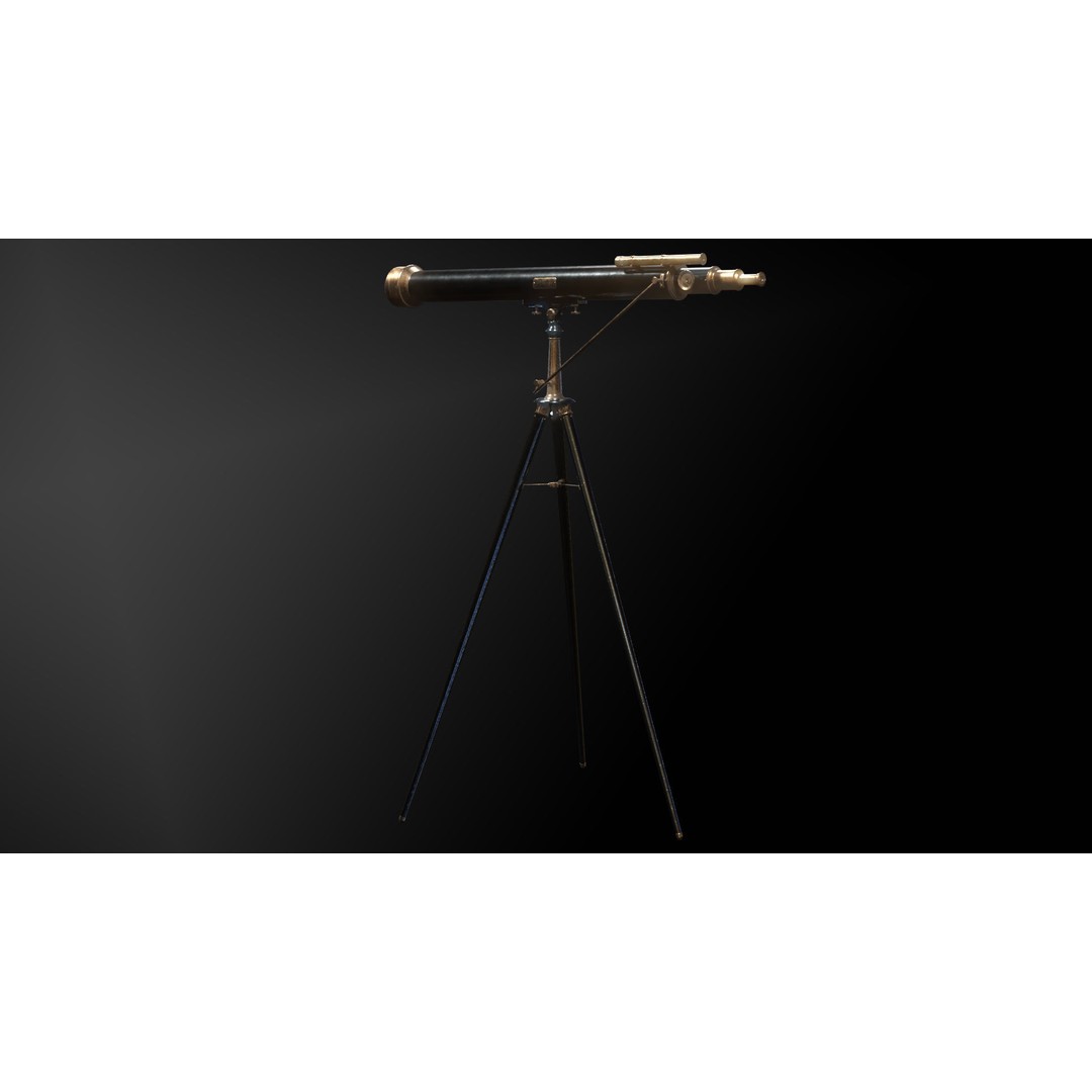 Victorian Telescope 3D Model – Low Poly PBR Asset, FBX, OBJ - View 6