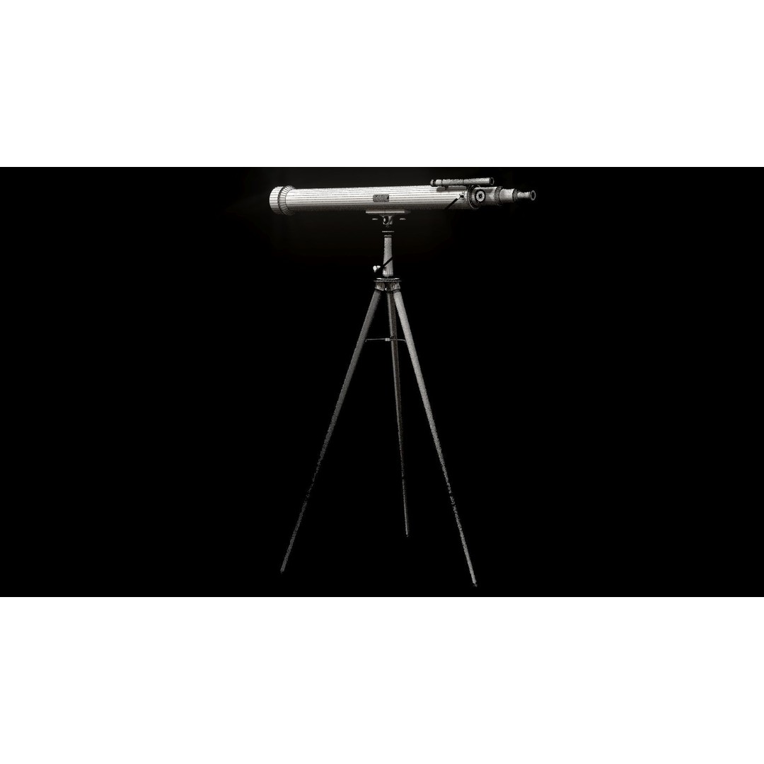 Victorian Telescope 3D Model – Low Poly PBR Asset, FBX, OBJ - View 7