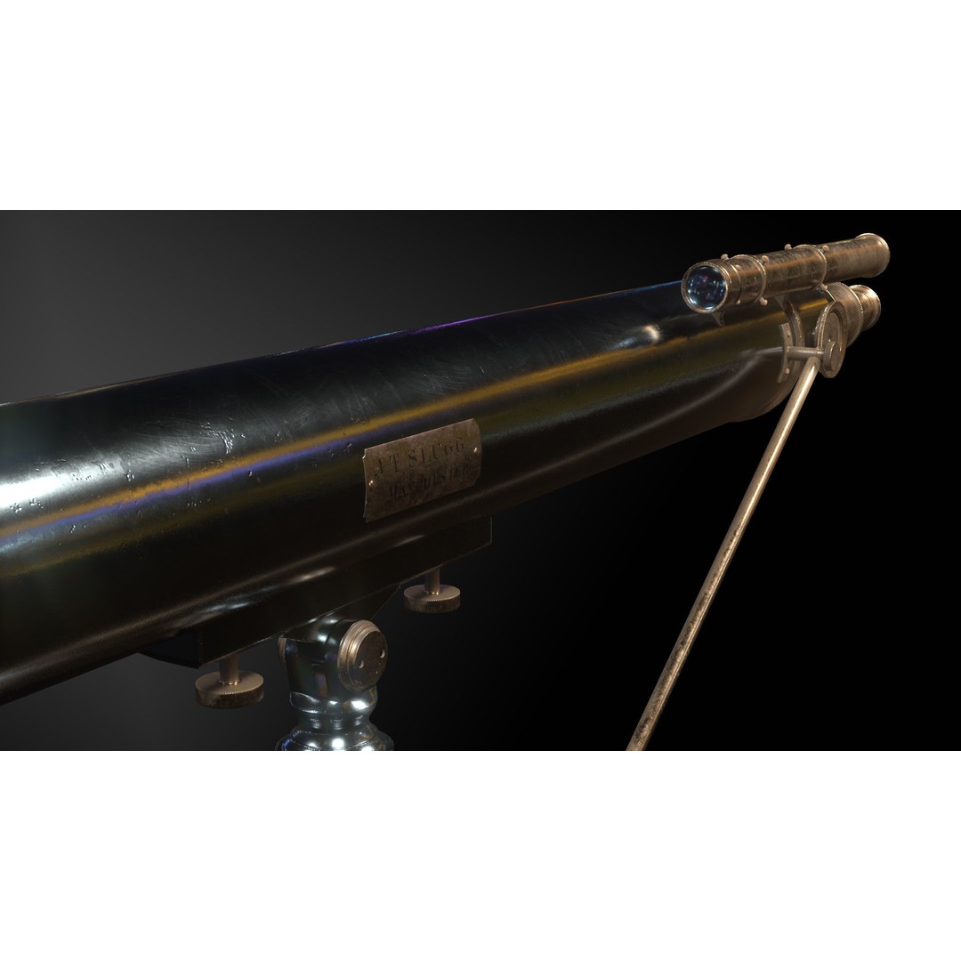 Victorian Telescope 3D Model – Low Poly PBR Asset, FBX, OBJ - View 9