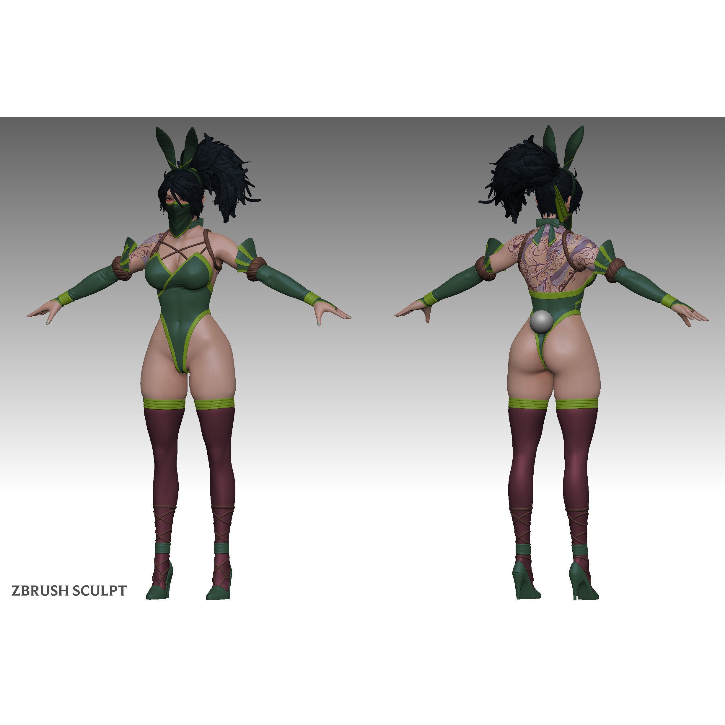 Bunny Akali - Low-Poly Game-Ready 3D Model - View 14