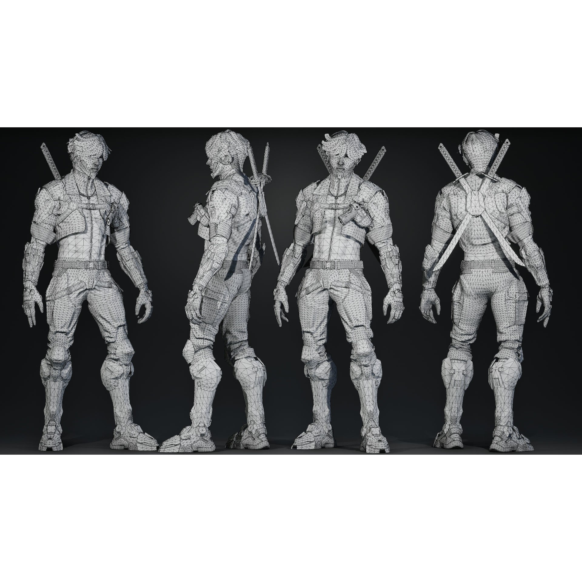 Hero Super Soldier - Low-Poly Game-Ready 3D Model - View 7