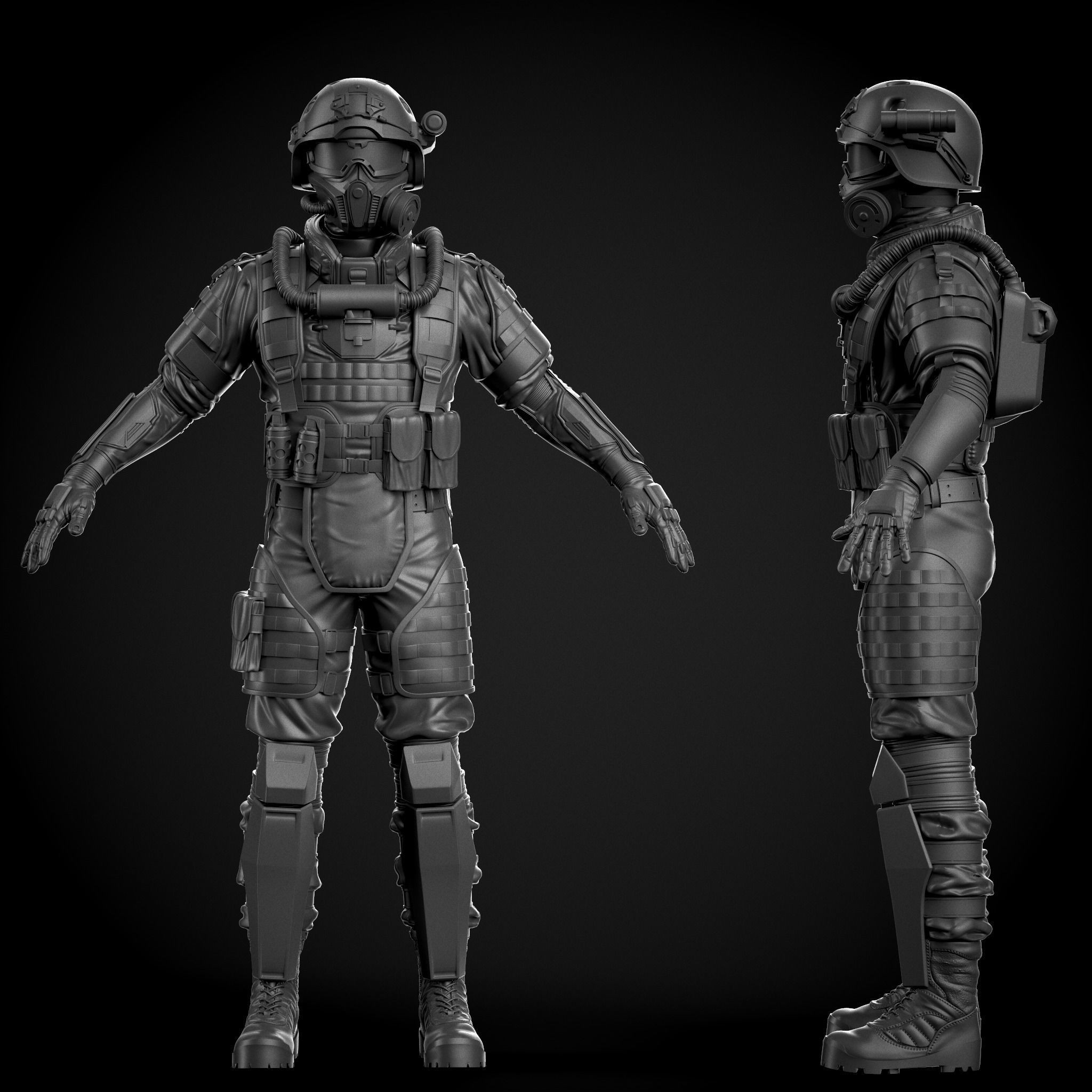 Modern Soldier - Low-Poly Game-Ready 3D Model - View 10