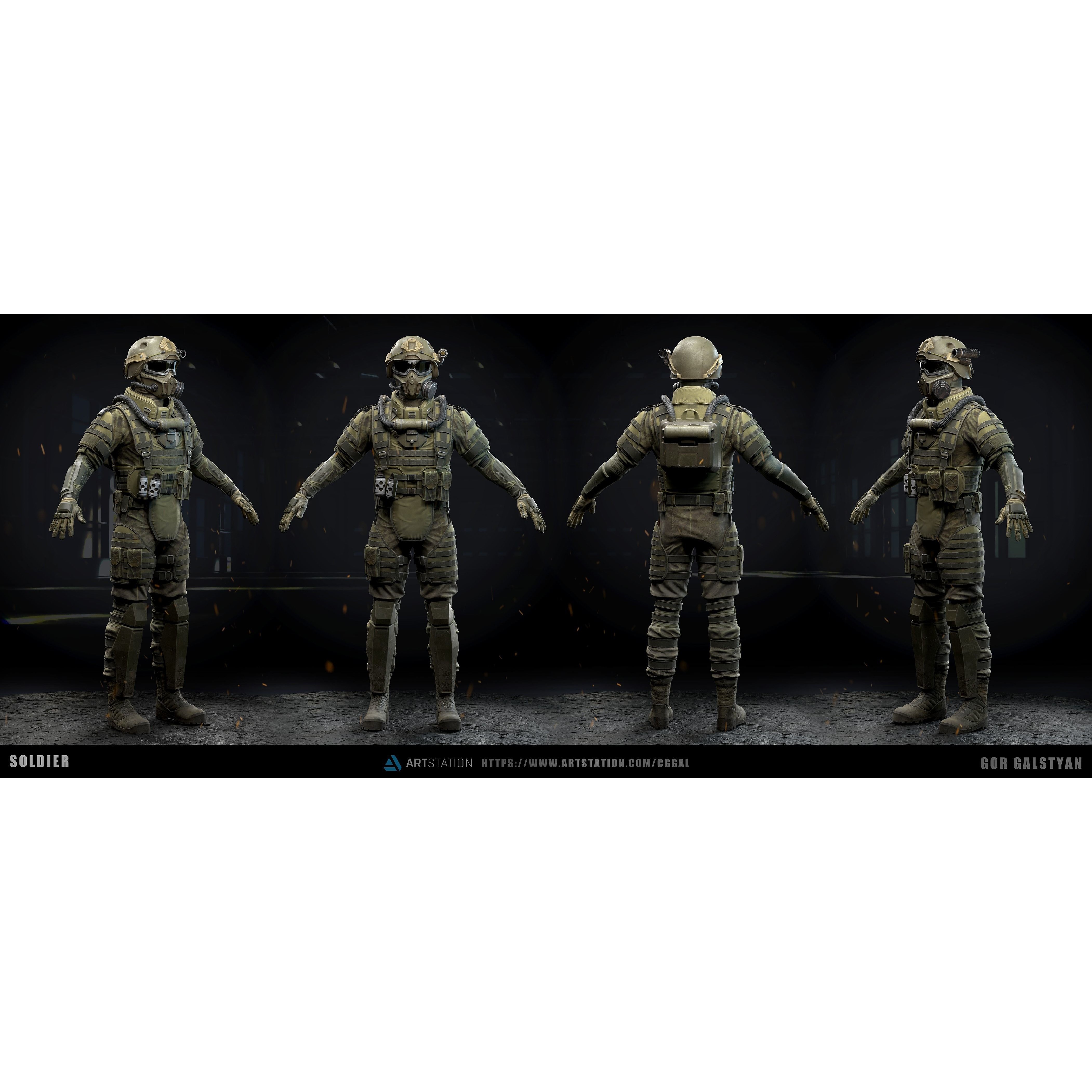 Modern Soldier - Low-Poly Game-Ready 3D Model - View 3